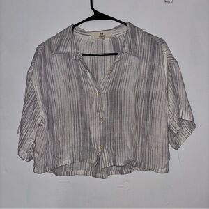 Thread & Supply Gray Striped Button-Down Shirt